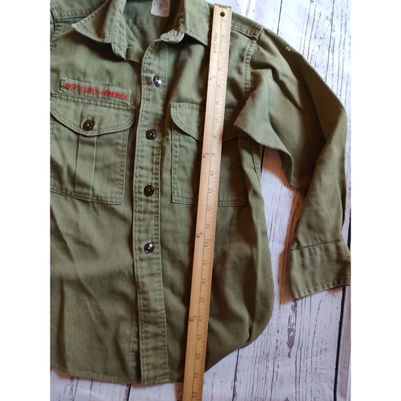 Vintage Boy Scouts of America Official Shirt Sanforized Neck Olive Green READ #2 - Picture 8 of 11
